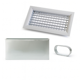 Grille de soufflage 300x150 mm double déflexion avec plénum Ø160 isolé
