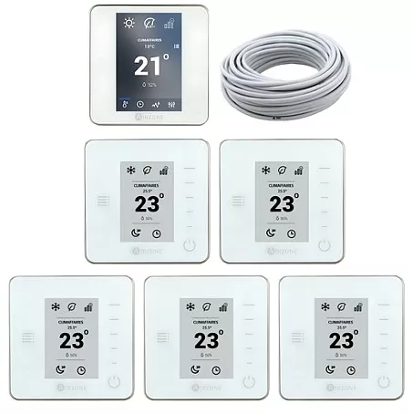 Pack thermostats Bluezero Airzone + Think Radio blancs Pack Thermostats Bluezero Airzone + Think Radio Blanc – 2 à 6 zones – Image 1