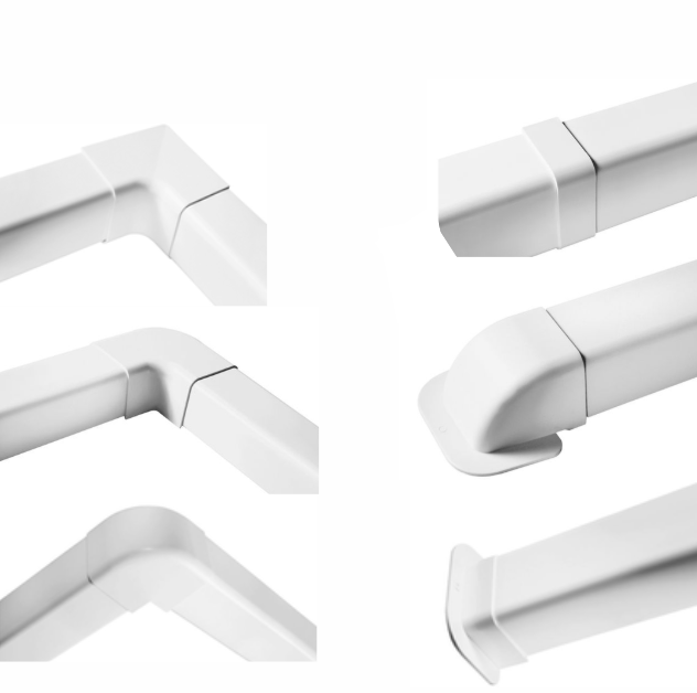 Raccord goulotte T12 110x75 mm blanc, accessoire de climatisation pour installation esthétique et protection des câbles