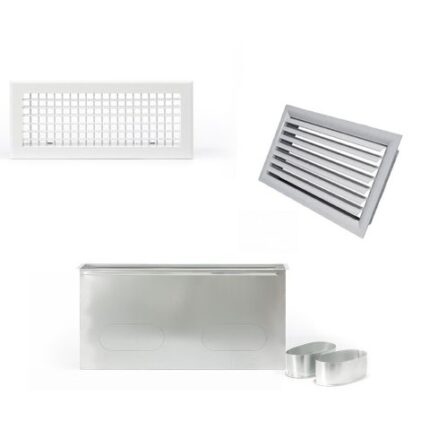 Grille avec plénum latéral galvanisé pour soufflage ventilation gainable
