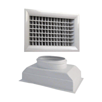 Grille double déflexion invisible avec plénum ABS pour ventilation gainable