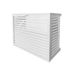 Cache climatisation aluminium blanc protection design