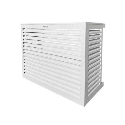 Cache climatisation aluminium blanc protection design
