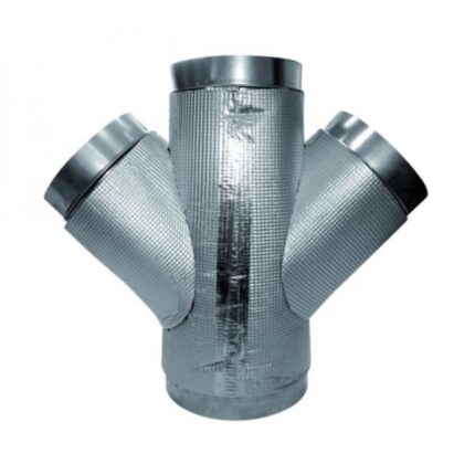 Dérivation ventilation culotte 3 sorties 45° gainable en acier galvanisé pour réseau de climatisation