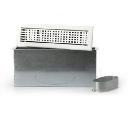 Ensemble grille linéaire à déflexion arrière invisible pour climatisation gainable avec plénum isolé