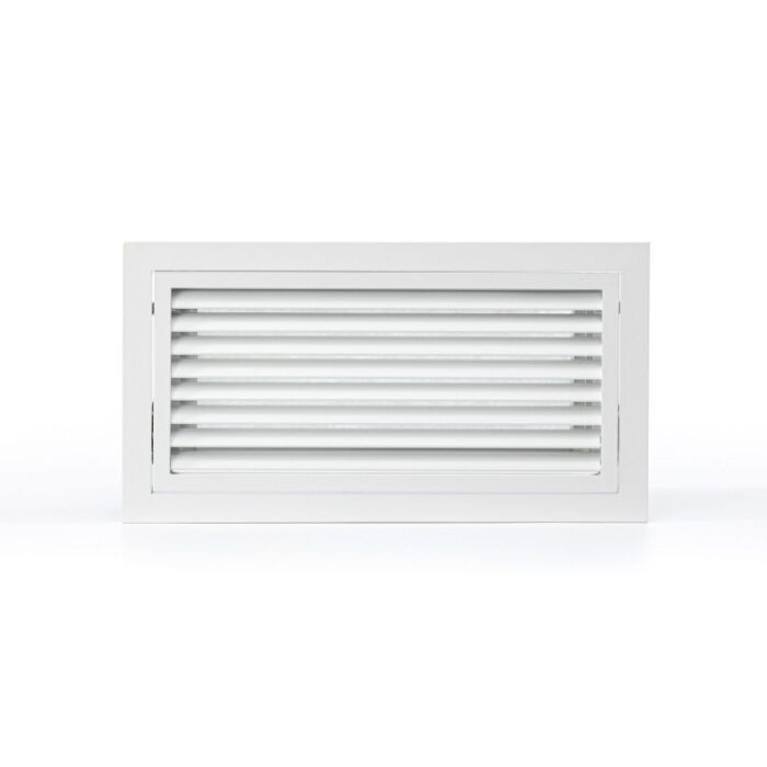 Grille de reprise à ailettes droites pour climatisation gainable, design discret avec accès facile au filtre