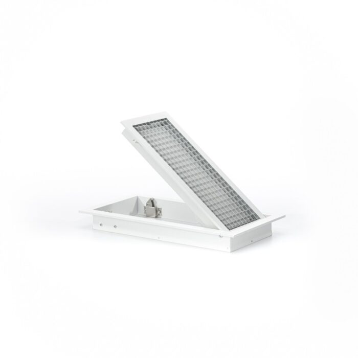 Grille de reprise air gainée à quadrillage incliné, design élégant avec accès facile au filtre pour climatisation