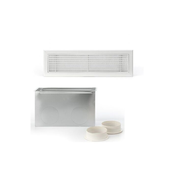 Grille de reprise linéaire avec plénum pour climatisation gainable, design discret et reprise d’air efficace