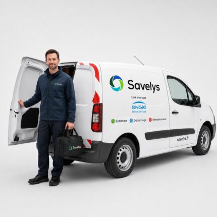 Mise en service Savelys - technicien et véhicule officiel