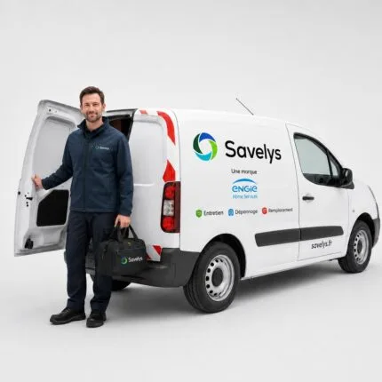 Mise en service Savelys - technicien et véhicule officiel